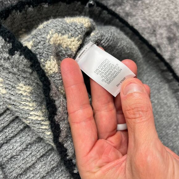 J. Jill Fair Isle Hooded Cardigan Sweater Hand Embroidered Nordic Women's L NWT - Picture 6 of 12